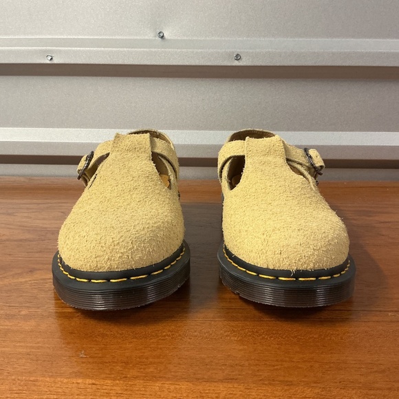 Dr. Martens Men T-Bar Yellow Tan Nappy Hairy Suede Leather Buckle Shoe Size 10 - Picture 3 of 12